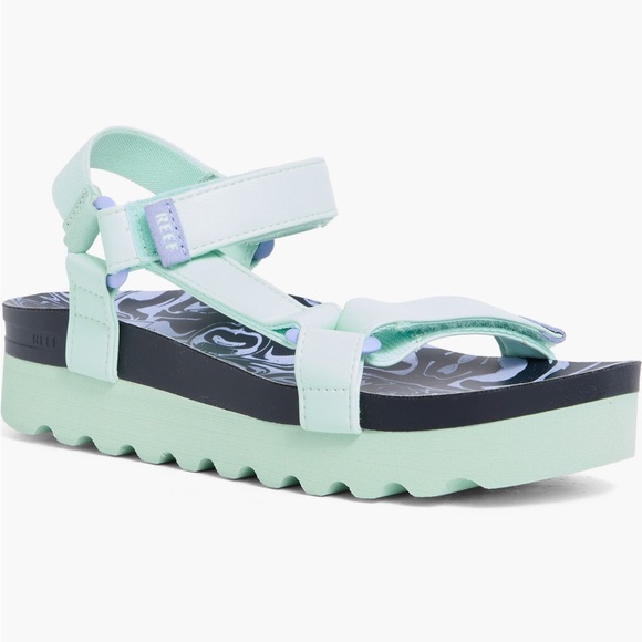 Reef Shoes - REEF Sanctuary Mint Green Platform Sandals, 9